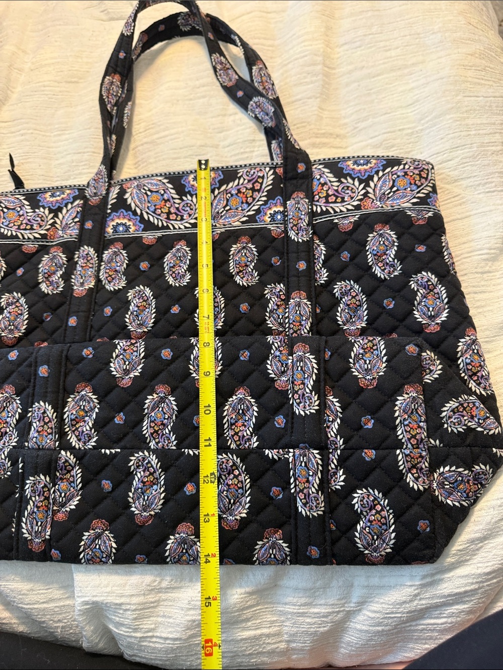 Vera Bradley Black Quilted Paisley-Print Tote - Picture 4 of 5